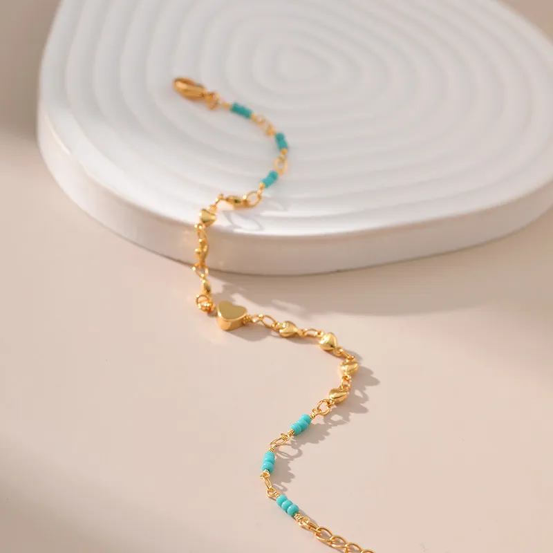 Heart Chain & Bead Bracelet 